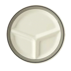 Thumbnail image #1 for G.E.T. GET CP-10-CA 3-Compartment Round Melamine Plate, 10-1/4", White with Gray Rim 1 Dozen