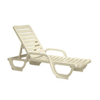 Thumbnail image #1 for Grosfillex Bahia 44031166 Adjustable Stacking Resin Chaise with RTA Backrest, Sandstone Case of 18