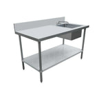 Thumbnail image #1 for Omcan 49175 Work Table With Prep Sink, 48"W x 24"D, 18 gauge 430 stainless steel construction, 14" wide x 16" front-to-back x 10" deep sink bowl
