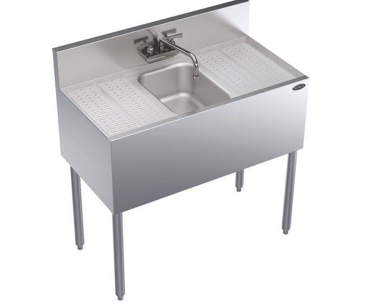 Product image #5 for Krowne Royal Series One-Compartment Underbar Bar Sink with Dual 12-Inch Drainboards, 36 Inch W x 19 Inch D