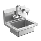Thumbnail image #1 for Winholt Equipment WHWS1410HV Wall-Mounted Stainless Steel Hand Sink with Gooseneck Faucet, 18"W x 15"D, 10" x 14" Bowl, 6" Deep