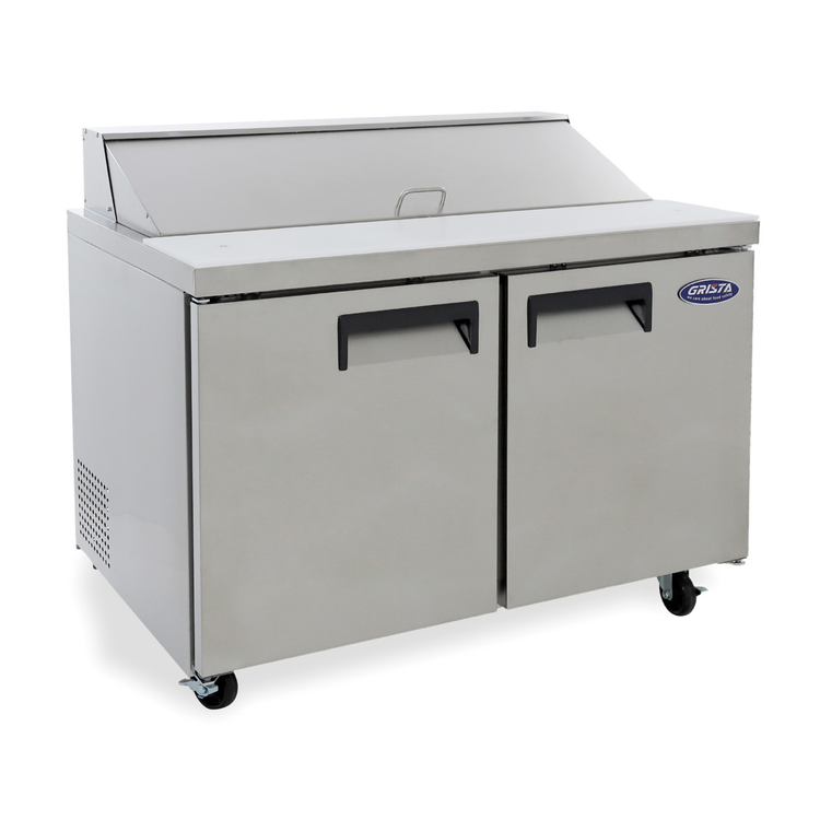Product image #2 for Black Diamond 47 Inch 2-Section Refrigerated Salad/Sandwich Prep Table, 12 Cu. Ft., Rear-Mount Self-Contained Refrigeration