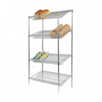 Thumbnail image #1 for Tarrison Products Ltd. TS-SSU18485C-KIT Stationary Slanted Shelf Merchandiser, 48"W x 18"D x 54"H, 4 Wire Shelves, Chrome