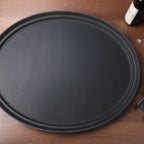 Thumbnail image #2 for New Star Foodservice Inc. 25576 Non-Slip Oval Plastic Serving Tray, 24" x 29", Black Case of 6