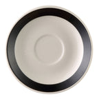 Thumbnail image #1 for CAC China Rainbow R-36-BLK Round Ceramic Saucer, 4-1/2" Diameter, Black Case of 3 Dozen