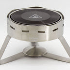 Thumbnail image #1 for Eastern Tabletop Ecoburner EB15015 Round Polished Stainless Steel Chafer Stand, Large, 15"W x 14-1/5"D x 9-4/5"H