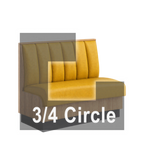 Thumbnail image #1 for ATSMFG ATS AT&S-ATQ-KR36-6CH GR6 Karender Three Quarter Circle Booth, single, 48" x 90" x 90" x 48"long x 36" high, 6-channel back, Upholstery and