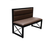 Thumbnail image #1 for ATSMFG ATS AT&S-AMS-36-YL-BRN MFG Single Dining Booth, 47.5"W, Brown Vinyl Upholstered Seat & Back, Open Black Metal Base