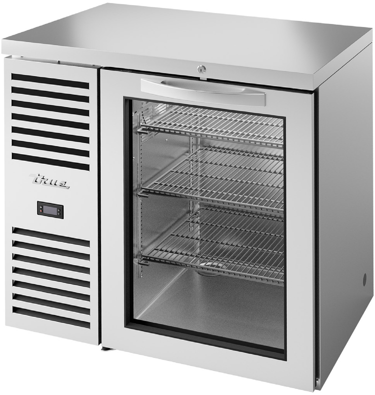 Product image #5 for True 36-Inch One-Section Refrigerated Back Bar Cooler with Side-Mounted Self-Contained Refrigeration and Glass Door