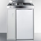 Thumbnail image #2 for Summit Commercial C30ELGLASS 30-Inch White All-in-One Kitchenette with 2-Burner Smooth-Top Electric Cooktop, Sink, and Refrigerator/Freezer
