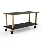 Thumbnail image #1 for Steelite International Mogogo, Modular MGCMDX01MBXW 2-Tier Rectangular Modular Serving Table, Nero Marquina Laminate Top, 71 x 29-1/2 x 35 in