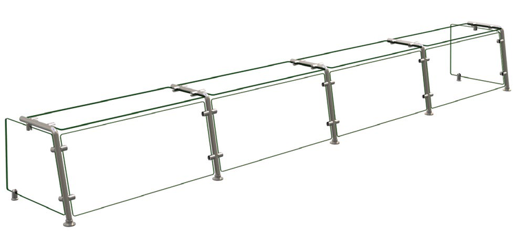 Product image #2 for Hatco Flav-R-Shield EP21 Single-Sided Full-Service Pass-Over Sneeze Guard, 4-Bay, 132 Inch W x 18 Inch D