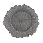 Thumbnail image #1 for Ten Strawberry Street SPS340 Glass Charger Plate, 13-1/4", Silver Sponge Design Case of 12