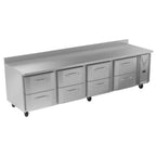 Thumbnail image #1 for Victory Refrigeration VWRD119HC-8 Four-Section Worktop Refrigerated Counter, 8 Drawers, 118-7/8"W, Side-Mounted Self-Contained