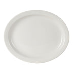 Thumbnail image #1 for Tuxton China Nevada TNR-939 13-1/2" Ceramic Oval Platter, Narrow Rim, Eggshell 1 Dozen