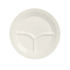 Thumbnail image #1 for Libbey Flint 950093763 3-Compartment China Plate, 10 in. Round, Rolled Edge, Fully Glazed & Vitrified