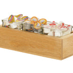 Thumbnail image #1 for Cal-Mil Sydney 23183-3-21 Rectangular Solid Oak Jar Display with Glass Jars, 12.75"W x 5"D x 7.5"H