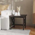 Thumbnail image #2 for Flash Furniture LFS-4002-DKGRY-GG Farmhouse End Table, Traditional X-Frame, Solid Wood, Dark Gray