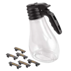 Thumbnail image #1 for TableCraft Products Option N48 Salad Dressing Dispenser, 48 oz., Clear Polycarbonate, Black Top, Ergonomic Handle Case of 6