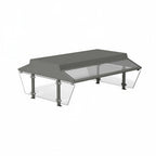 Thumbnail image #1 for Atlas Metal OSDC-2 Buffet Canopy Sneeze Guard, 35-3/4"W, Double-Sided, Stainless Steel Frame, LED Lights, Plexiglas End Panels