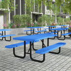 Thumbnail image #2 for Flash Furniture SLF-EML-72-BL-GG Outdoor Rectangular Picnic Table, 6-Foot, 6-Seat, Blue Steel Frame
