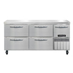 Thumbnail image #1 for Continental Refrigerator RA68SN-D Shallow-Depth Worktop Refrigerator, 68"W, 4 Drawers & Half-Height Door, Stainless Steel