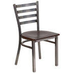 Thumbnail image #1 for Flash Furniture Hercules XU-DG694BLAD-CLR-WALW-GG Restaurant Chair, Metal Ladder Back, 5/8-Inch Walnut Finish Plywood Seat