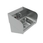 Thumbnail image #1 for BK Resources BKHS-D-1410-SSB-P-G Wall-Mounted Stainless Steel Hand Sink, 14 x 10-Inch Bowl, Side Splash, Faucet Included