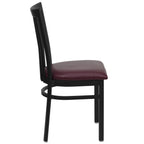 Thumbnail image #2 for Flash Furniture Hercules XU-DG6Q4BSCH-BURV-GG Restaurant Chair, Metal Schoolhouse Back, Burgundy Vinyl Upholstered Seat