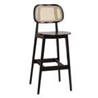 Thumbnail image #1 for G & A Commercial Seating 9616-PS Barstool with Natural Cane Wood Back, Upholstered Padded Seat, and European Beechwood Frame