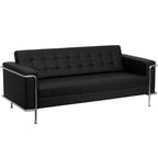 Thumbnail image #1 for Flash Furniture Hercules - Lesley ZB-LESLEY-8090-SOFA-BK-GG Tufted Black LeatherSoft Sofa with Fixed Cushions and Stainless Steel Frame