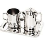 Thumbnail image #1 for Eastern Tabletop 5310B Rectangular Stainless Steel Tray for Creamer & Sugar Bowl Set, 9-1/2" x 6", Brushed Finish