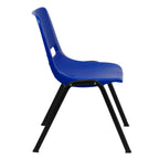 Thumbnail image #2 for Flash Furniture Hercules RUT-16-NVY-BLACK-GG Stacking Outdoor Restaurant Chair, Blue Plastic Seat and Back, Black Metal Frame