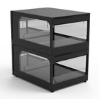 Thumbnail image #1 for RPI Industries VIHD2-SQ-CO-VARIO-BL Heated Countertop Food Display Merchandiser, Back-Loading, 1 Shelf, Matte Black Steel & Glass
