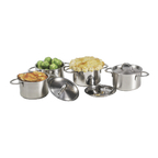 Thumbnail image #1 for G.E.T. Specialty Servingware 4-80999 Mini Stainless Steel Bistro Pot, 14 oz, with Lid and Handles Case of 12