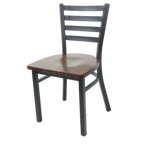 Thumbnail image #1 for JustChair Manufacturing M20118-BLK-SS Stackable Ladder-Back Side Chair with Solid Wood Seat and Black Powder-Coated Steel Frame