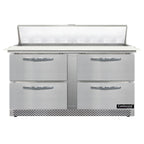 Thumbnail image #1 for Continental Refrigerator Designer Line D60N16C-FB-D 60-Inch Two-Section Sandwich Prep Table, Front-Breathing, 4 Drawers, 16-Pan Top