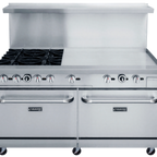 Thumbnail image #1 for Dukers Appliance Co., USA Ltd. DCR60-4B36GM Commercial Gas Range, 4 Open Burners, 36" Griddle, 2 Standard Ovens, Stainless Steel Exterior