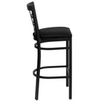 Thumbnail image #2 for Flash Furniture Hercules XU-DG6R7BWIN-BAR-BLKV-GG Commercial Bar Stool with Metal Window Pane Back and Black Vinyl Upholstered Seat