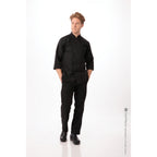 Thumbnail image #1 for Chef Works Morocco JLCL-BLK-6XL Double-Breasted Chef Coat, 3/4 Sleeve, Poly/Cotton, Black, 6XL
