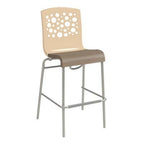 Thumbnail image #1 for Grosfillex Tempo UT836413 Stacking Bar Stool, Resin Back with Circle Cutout, Resin Seat, Tubular Steel Base, Beige/Taupe Case of 6