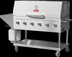 Thumbnail image #2 for Omcan 47.2-Inch Mobile Outdoor Propane 6-Burner 304 Stainless Steel BBQ Grill with Roll Dome
