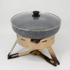 Thumbnail image #1 for Eastern Tabletop EB15736 Large Round Waterless Chafing Dish with Glass Lid and 5.5-Qt Aluminum Pan