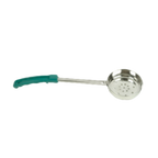Thumbnail image #1 for Thunder Group SLLD106P 6 oz Perforated Portion Control Serving Spoon, Stainless Steel with Green Plastic Handle Case of 120