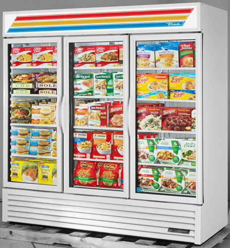 Product image #7 for True GDM-72F-HC~TSL01 3-Section Glass Door Freezer Merchandiser, Self-Contained Bottom-Mount, White