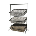 Thumbnail image #1 for G.E.T. Urban Renewal IR-952T-BK 3-Tier Tilted Metal Pane Stand, Rectangular, Black, 22-3/4 x 11 x 31-1/4 Inches