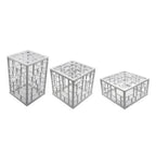 Thumbnail image #1 for G.E.T. Bugambilia SCUB3-WW 3-Piece Square Buffet Riser Set, White Cast Aluminum with Resin Coating, 3 Heights