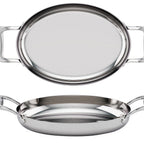 Thumbnail image #1 for Tuxton China Tuxclad RTVH-120 12-Inch Oval Stainless Steel Braising Pan, 60 fl oz, Triply, Without Cover