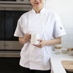 Thumbnail image #2 for Chef Revival J005-2X Classic Chef's Jacket, Unisex, 2X-Large, Short Sleeve, White Poly/Cotton