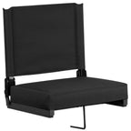 Thumbnail image #1 for Flash Furniture XU-STA-BK-GG Padded Folding Bleacher Seat, Canvas Seat and Back, Black Aluminum Frame